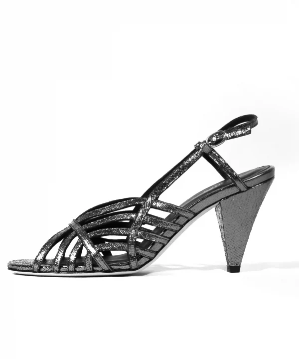 Sandales argent antracite soirée été femme Gina– chaussures glamour EGERIAS